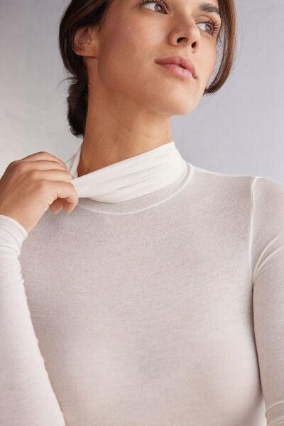 White Ultralight High-Neck Bodysuit, Vanilla, large image number 5