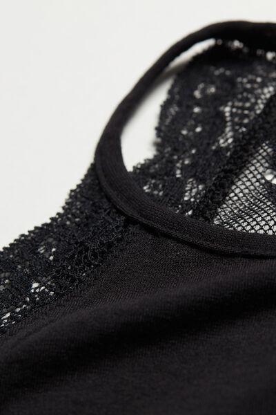 Black Micro Modal And Lace Bodysuit, , large image number 5