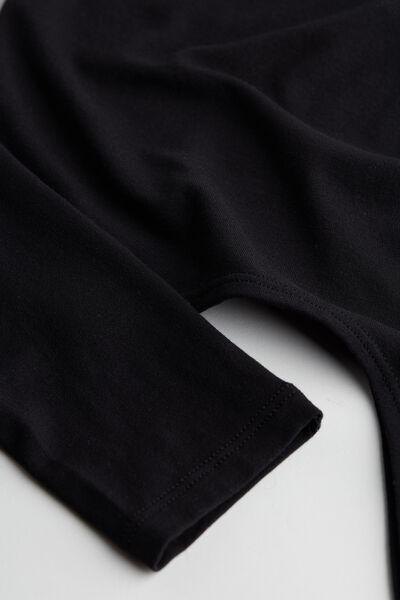 Black Long-Sleeved Scoop-Neck Bodysuit, , large image number 5