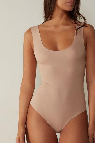 Beige Scoop Neck Bodysuit, , large image number 0