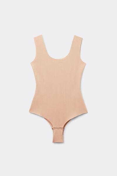 Beige Scoop Neck Bodysuit, , large image number 2