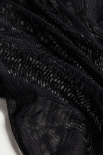 Black Long-Sleeved Sheer Bodysuit, Black, large image number 6