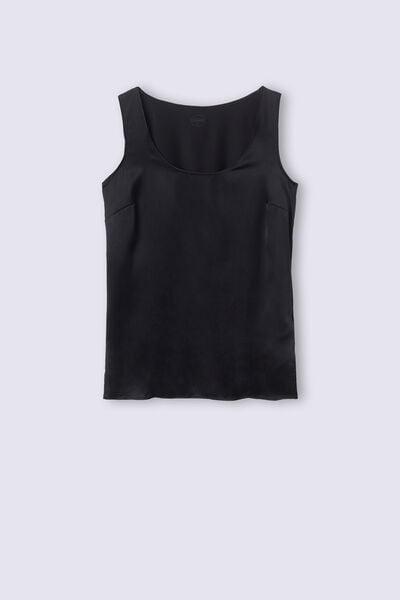 Black Silk And Modal Vest, , large image number 2