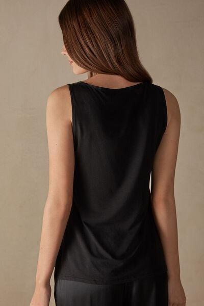 Black Silk And Modal Vest, , large image number 3
