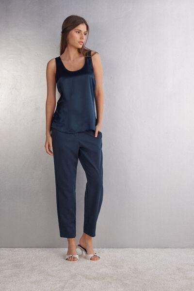 Blue Silk And Modal Vest, Intense Blue, large image number 1