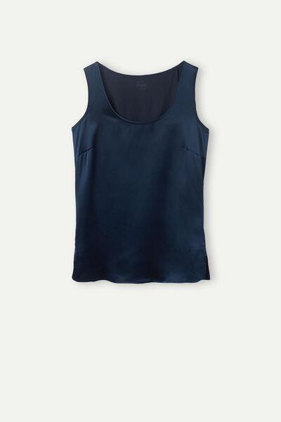 Blue Silk And Modal Vest, Intense Blue, large image number 2