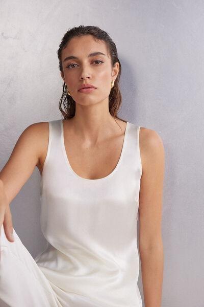 White Silk And Modal Vest, Powder White, large image number 1