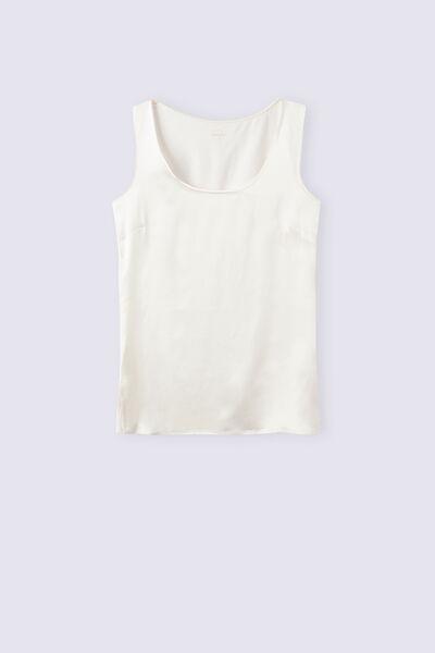 White Silk And Modal Vest, Powder White, large image number 2