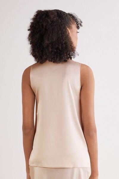 Cream V-Neck Silk Vest Top, Silk, large image number 2