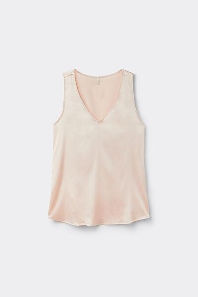 Cream V-Neck Silk Vest Top, Silk, large image number 3