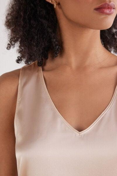 Cream V-Neck Silk Vest Top, Silk, large image number 5