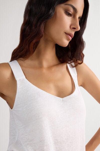 White Linen Camisole, White, large image number 5