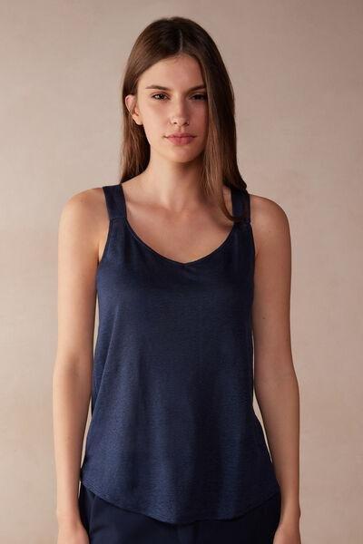 Blue Linen Tank Top, , large image number 0
