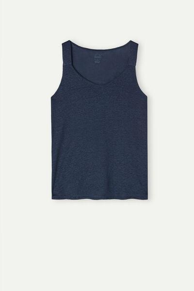 Blue Linen Tank Top, , large image number 2