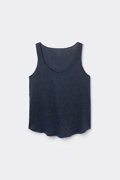 Blue Linen Tank Top, , large image number 2