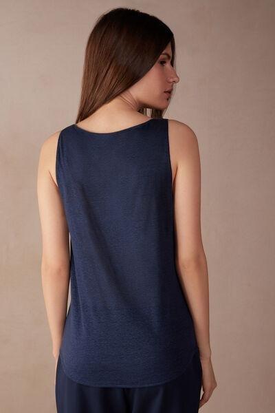 Blue Linen Tank Top, , large image number 3