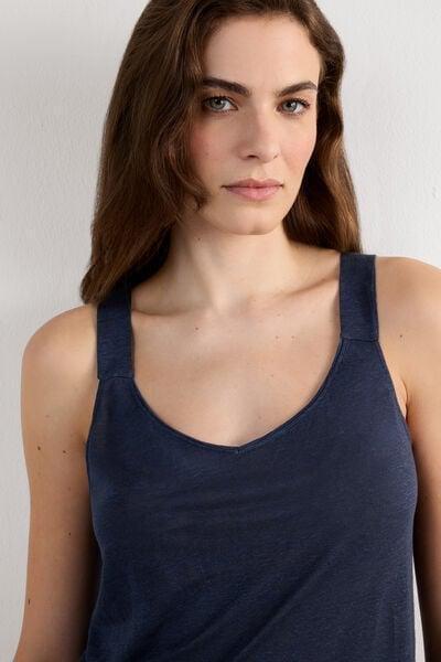 Blue Linen Tank Top, 5601_243J, large image number 5