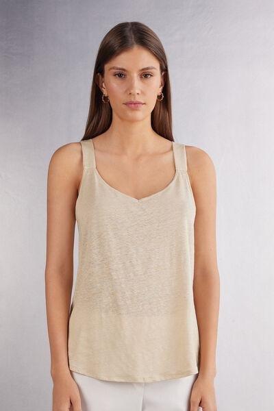 Beige Rope Linen Camisole, , large image number 0