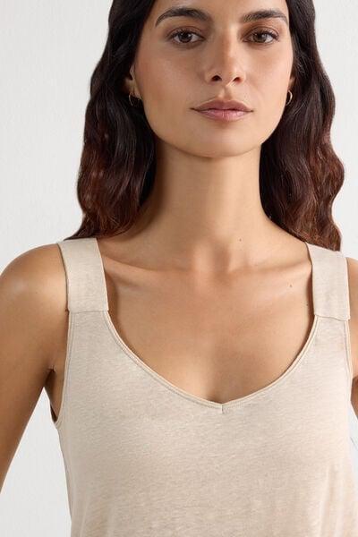 Beige Rope Linen Camisole, 5601_913I, large image number 5