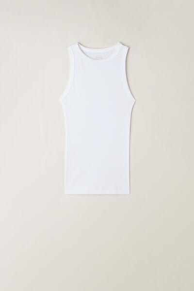 WHITE Ribbed Supima Cotton Vest, , large image number 2