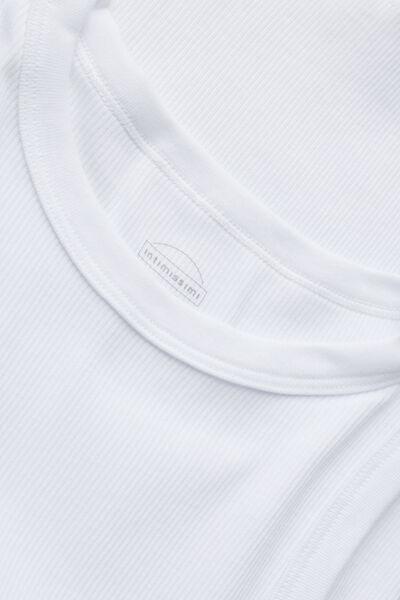 WHITE Ribbed Supima Cotton Vest, , large image number 4