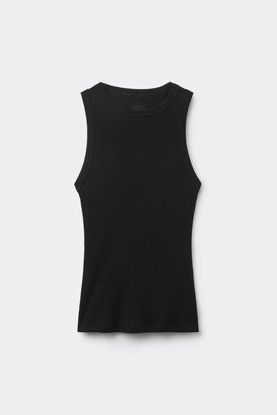 Black Ribbed Vest, Black, large image number 2