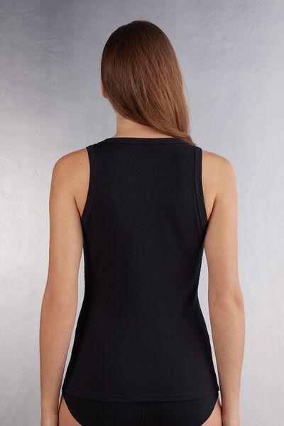 Black Ribbed Vest, Black, large image number 3
