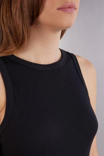 Black Ribbed Vest, Black, large image number 5