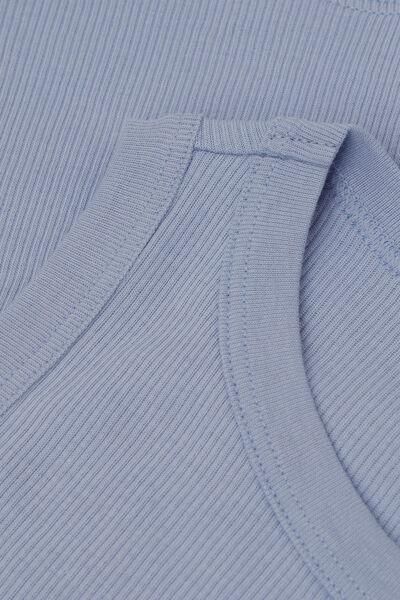 Blue Ribbed Superior Cotton Vest Top, 5601_064K, large image number 4