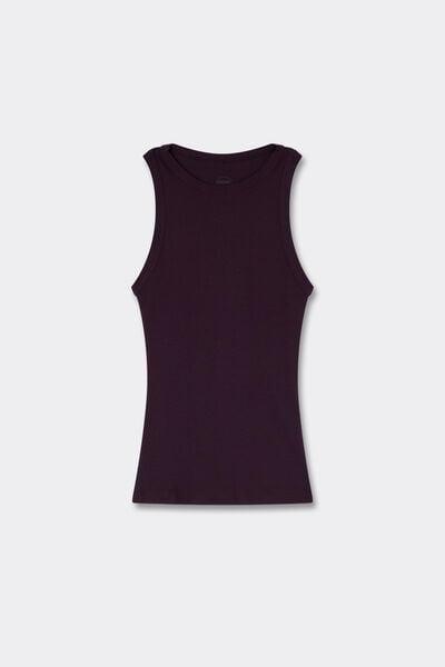 PURPLE Ribbed Superior Cotton Vest Top, 5601_198K, large image number 3