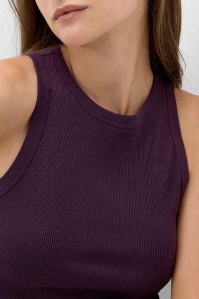PURPLE Ribbed Superior Cotton Vest Top, 5601_198K, large image number 4