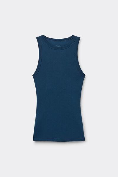 Blue Ribbed Vest Top, , large image number 1