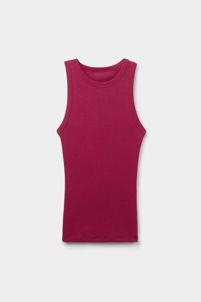 Red Ribbed Vest Top, , large image number 1