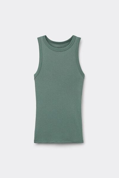 Green Ribbed Vest Top, 5601_941J, large image number 2