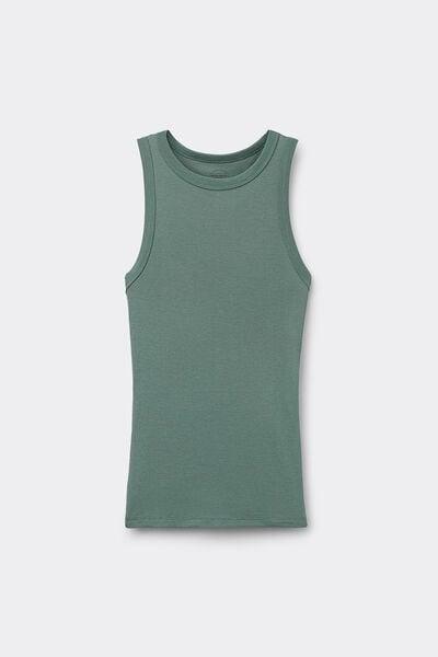 Green Ribbed Vest Top, 5601_941J, large image number 3