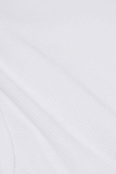 White Ribbed Superior Cotton Crop Top, White, large image number 4