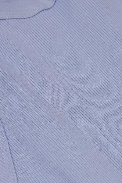 Blue Ribbed Superior Cotton Crop Top, 5601_064K, large image number 4