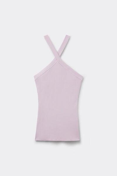 Lilac Ribbed Superior Cotton Crossover Cami, 5601_056K, large image number 3