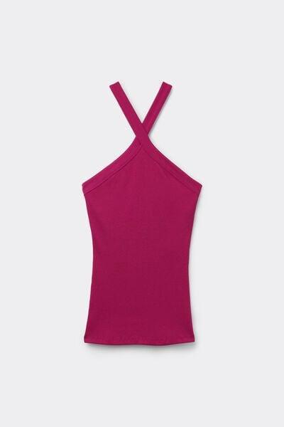 Pink Ribbed Superior Cotton Crossover Cami, 5601_110K, large image number 3