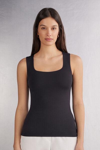 Black Wide Straps Vest Top, , large image number 0