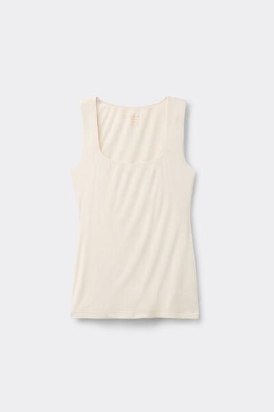 Cream Wide Straps Vest Top, Vanilla Ivory, large image number 2