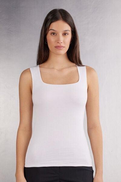 White Wide Straps Vest Top, Milk White, large image number 1