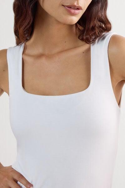 White Wide Straps Vest Top, Milk White, large image number 5