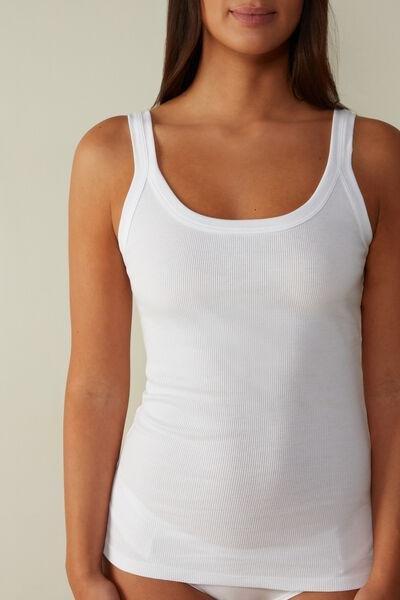 White Supima Cotton Racerback Vest Top, , large image number 0