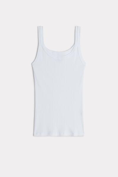 White Supima Cotton Racerback Vest Top, , large image number 2