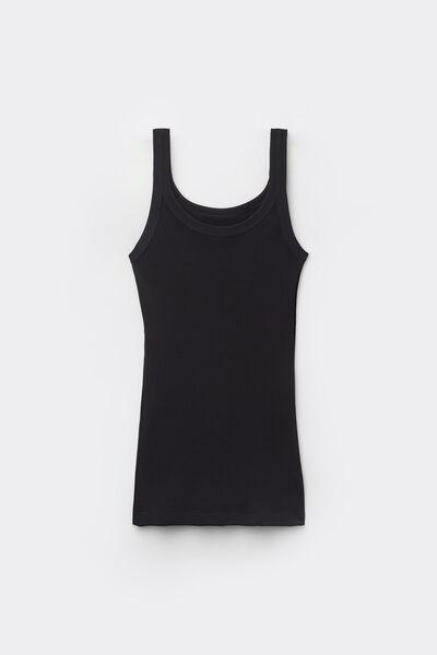 Black Supima Cotton Racerback Vest Top, , large image number 2