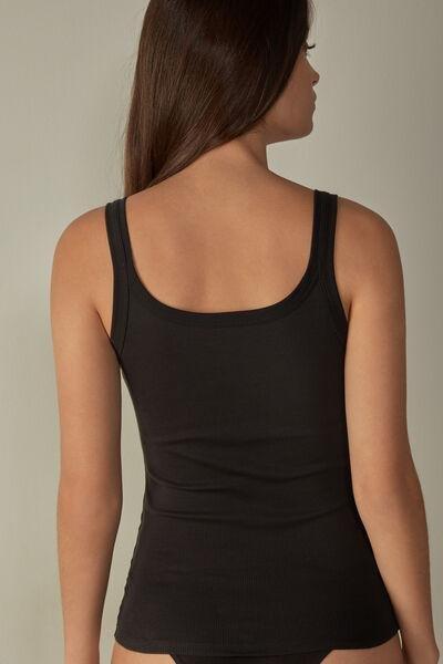 Black Supima Cotton Racerback Vest Top, , large image number 4