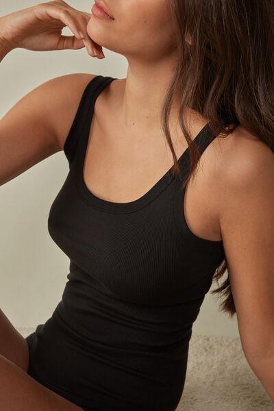 Black Supima Cotton Racerback Vest Top, , large image number 9