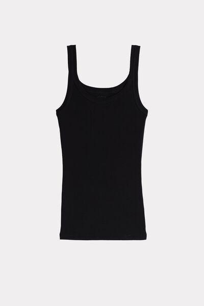 Black Supima Cotton Racerback Vest Top, , large image number 12