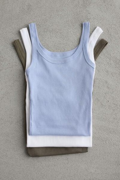 Blue Superior Cotton Racer Back Vest Top, 5601_064K, large image number 0